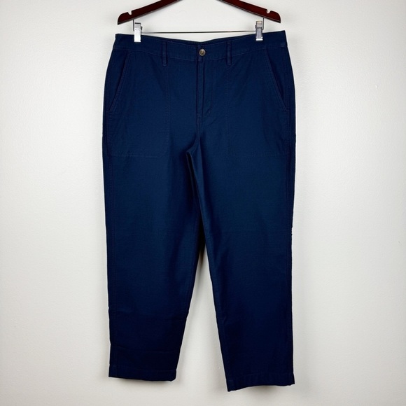 J. Crew Cotton Camp High Rise Straight Leg Pants Navy Size 14/L NWT - Picture 2 of 8